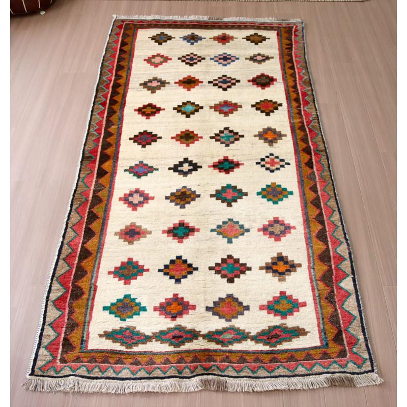 トライバルラグ　部族絨毯 ギャッベ 251x130cm 連なるダイヤ　イラン南部カシュカイ族 | ブランド登録なし