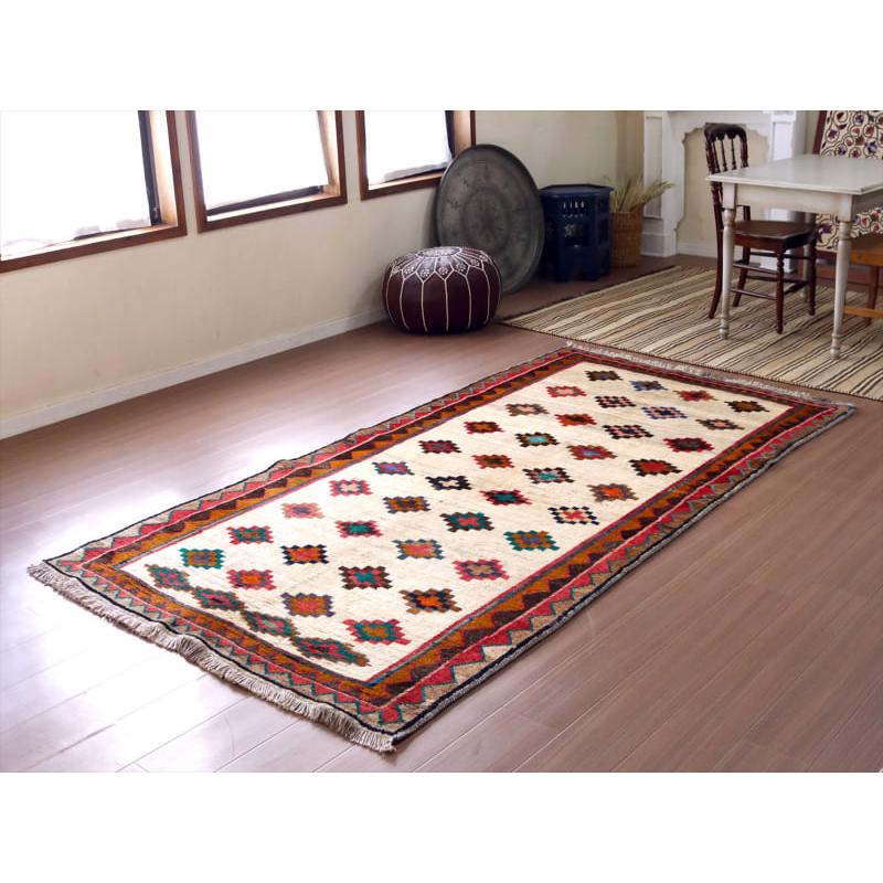 トライバルラグ　部族絨毯 ギャッベ 251x130cm 連なるダイヤ　イラン南部カシュカイ族 | ブランド登録なし | 01