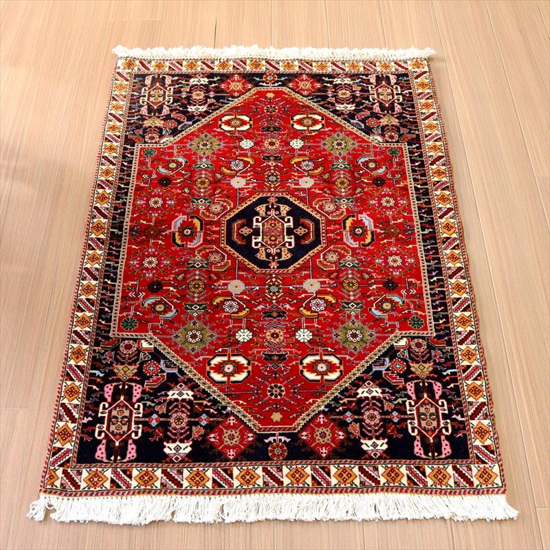 ギャッベ カシュクーリ 部族絨毯 120x82cm レッドの六角メダリオン | ブランド登録なし