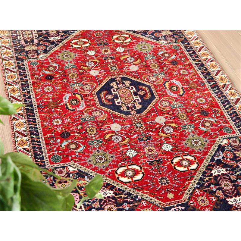 ギャッベ カシュクーリ 部族絨毯 120x82cm レッドの六角メダリオン | ブランド登録なし | 02