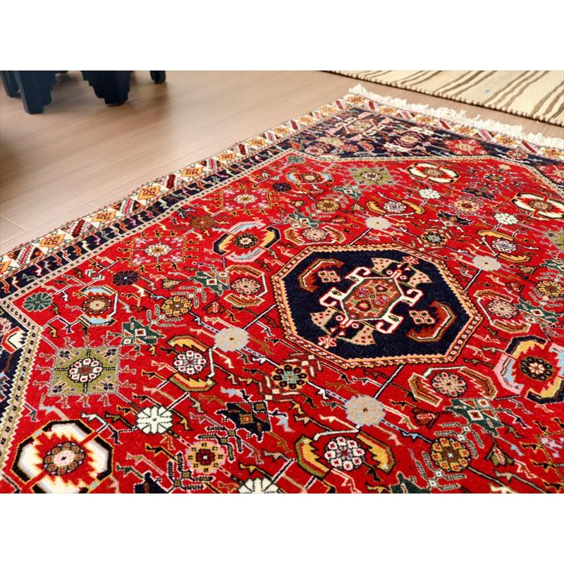 ギャッベ カシュクーリ 部族絨毯 120x82cm レッドの六角メダリオン | ブランド登録なし | 03