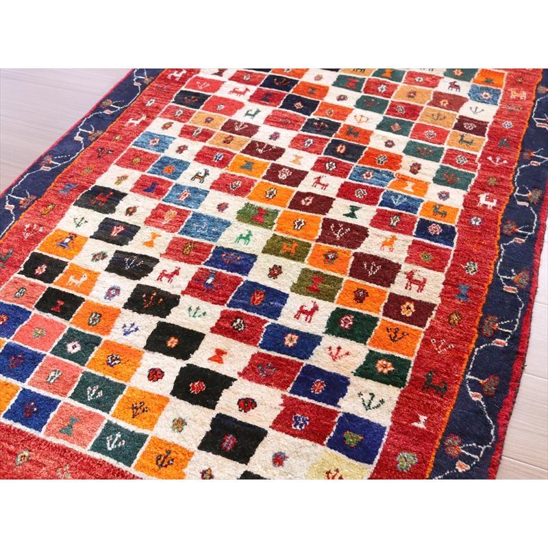 ギャッベ カシュカイ族の手織りラグ 156x103cm 鮮やかなタイルデザイン | ブランド登録なし | 02