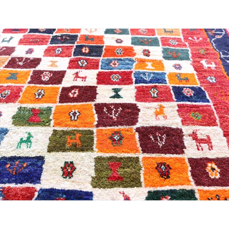 ギャッベ カシュカイ族の手織りラグ 156x103cm 鮮やかなタイルデザイン | ブランド登録なし | 04