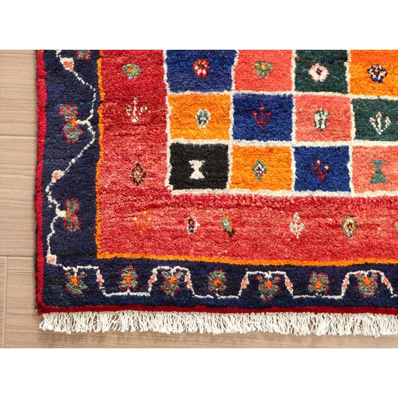 ギャッベ カシュカイ族の手織りラグ 156x103cm 鮮やかなタイルデザイン | ブランド登録なし | 06