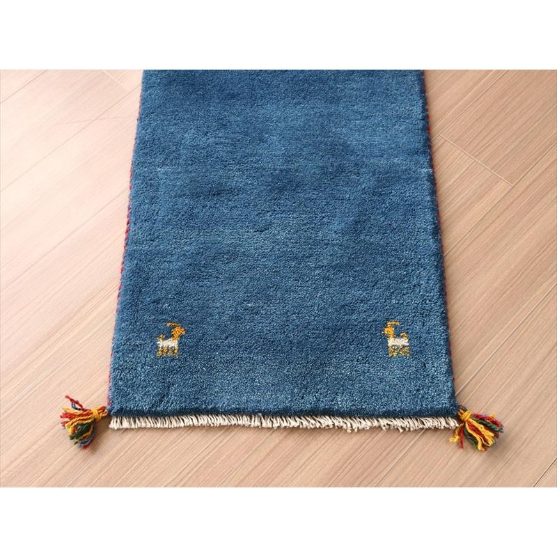 ギャベ　イラン産手織りラグ 140x53cm 明るいブルー　細長いランナーサイズ | ブランド登録なし | 05