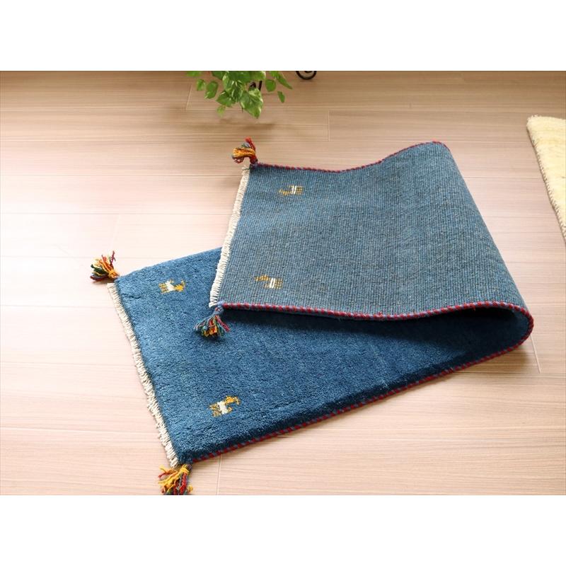 ギャベ　イラン産手織りラグ 140x53cm 明るいブルー　細長いランナーサイズ | ブランド登録なし | 07