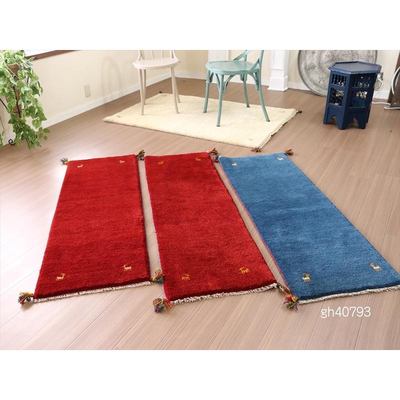 ギャベ　イラン産手織りラグ 140x53cm 明るいブルー　細長いランナーサイズ | ブランド登録なし | 08