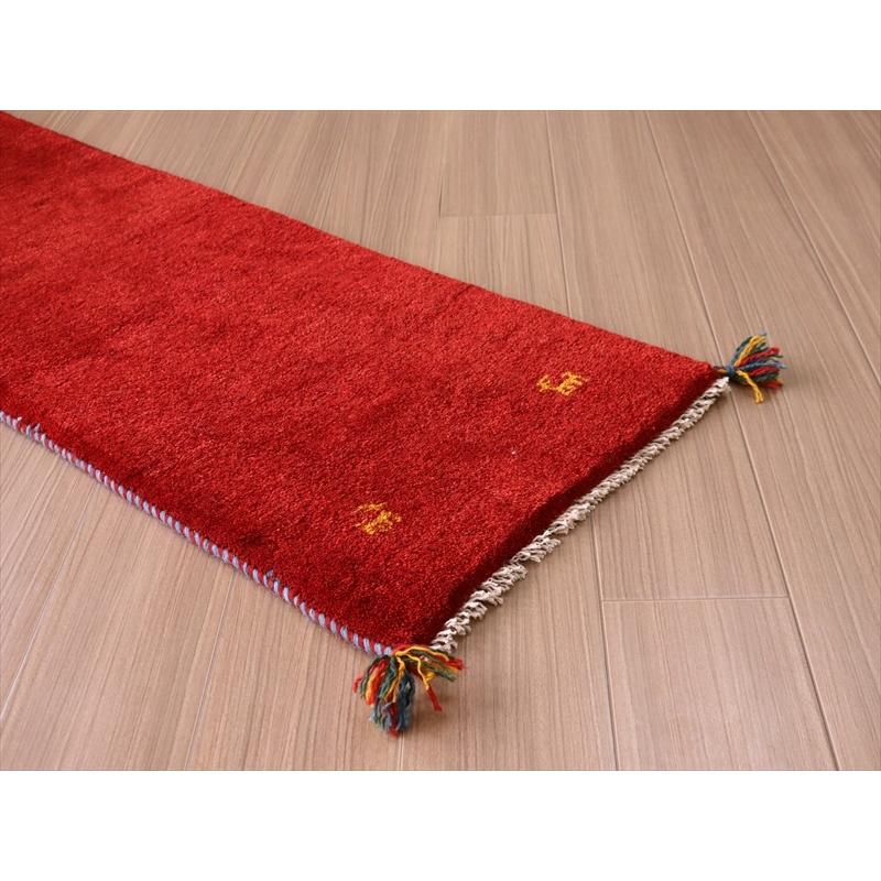 ギャベ　イラン産手織りラグ 145x50cm レッド 細長いランナーサイズ | ブランド登録なし | 04