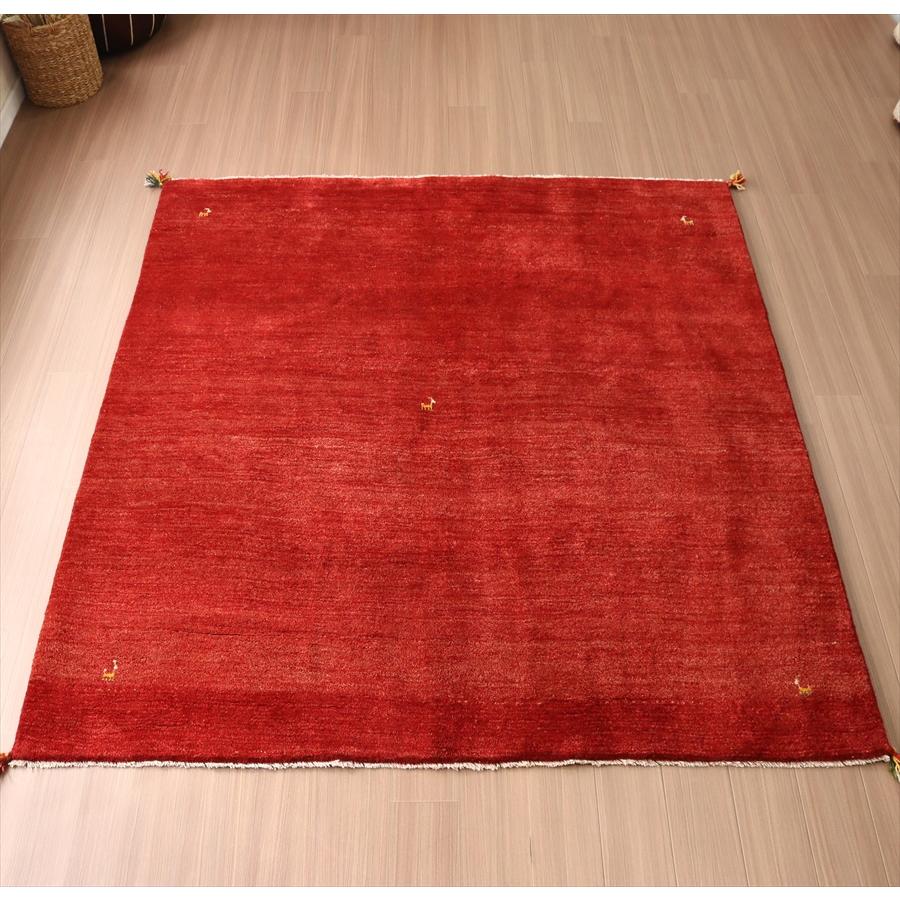 ギャッベ スクエアサイズ 200x200cm イランの手織りラグ レッド | ブランド登録なし