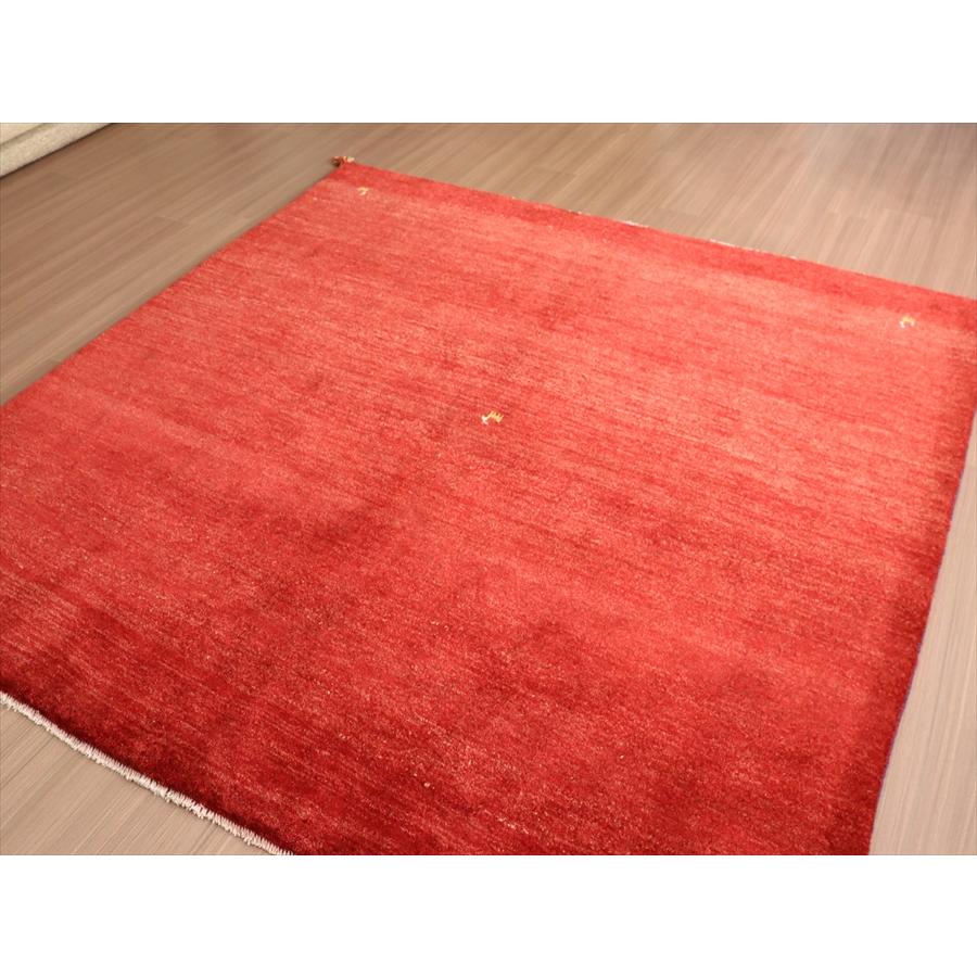 ギャッベ スクエアサイズ 200x200cm イランの手織りラグ レッド | ブランド登録なし | 03