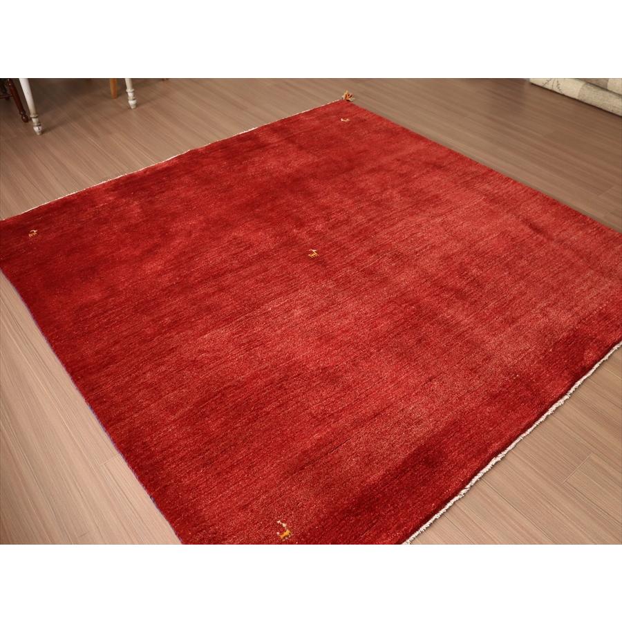 ギャッベ スクエアサイズ 200x200cm イランの手織りラグ レッド | ブランド登録なし | 04