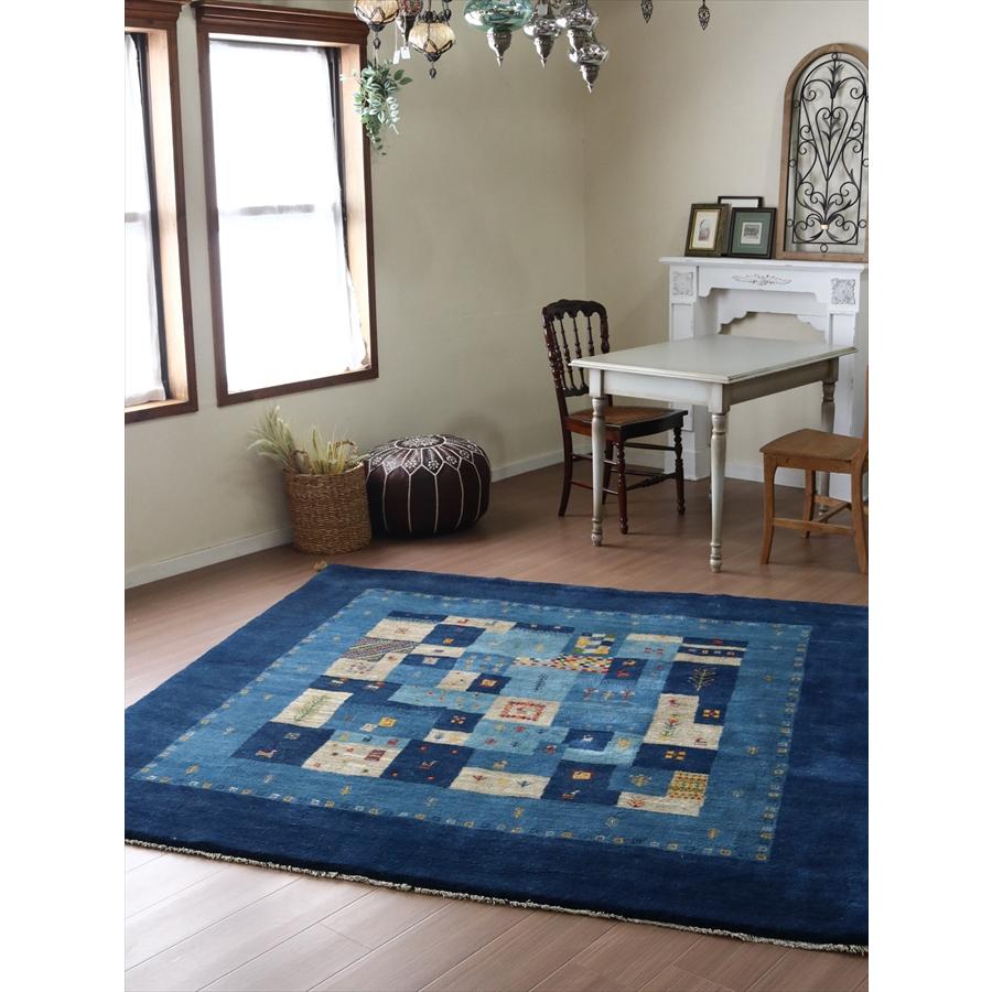 ギャッベ イランの手織りラグ 200x198cm ブルー モザイクタイル | ブランド登録なし | 11