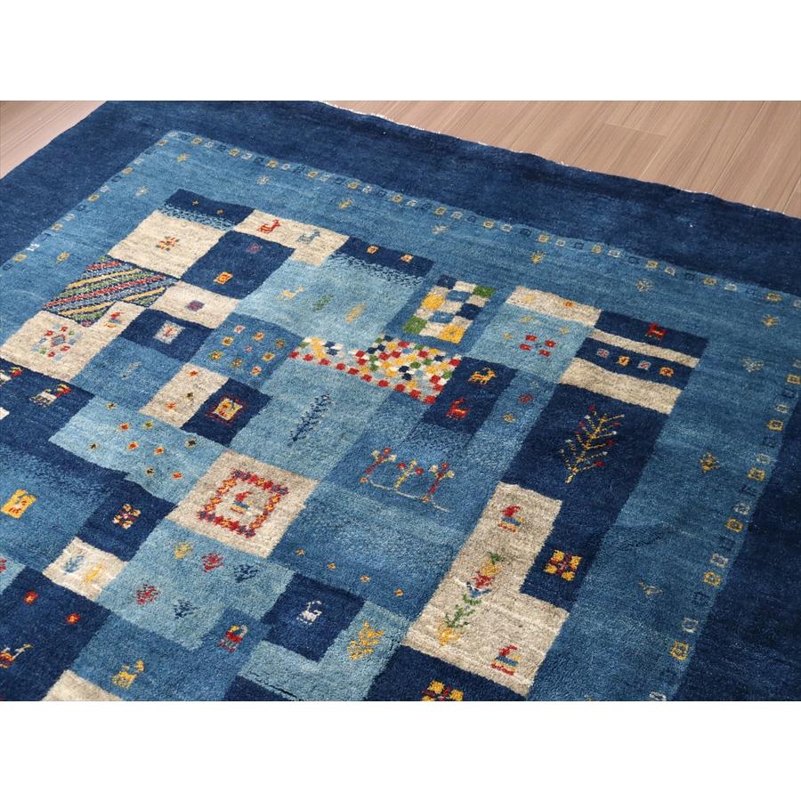 ギャッベ イランの手織りラグ 200x198cm ブルー モザイクタイル | ブランド登録なし | 02