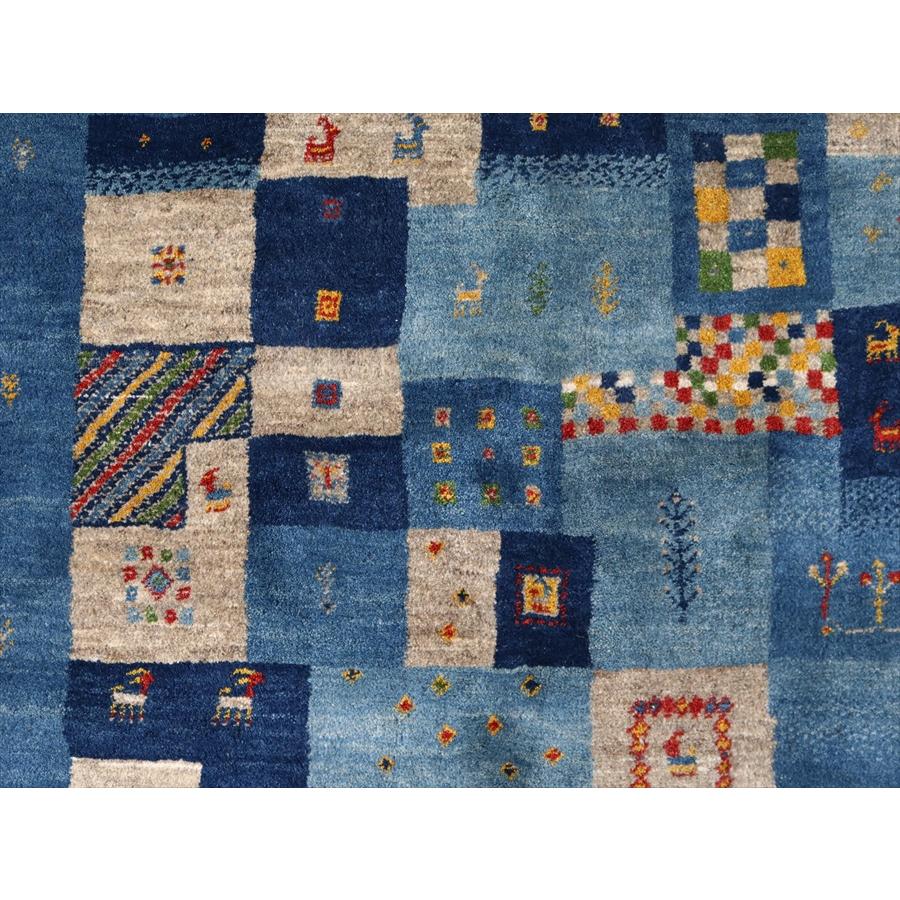ギャッベ イランの手織りラグ 200x198cm ブルー モザイクタイル | ブランド登録なし | 05