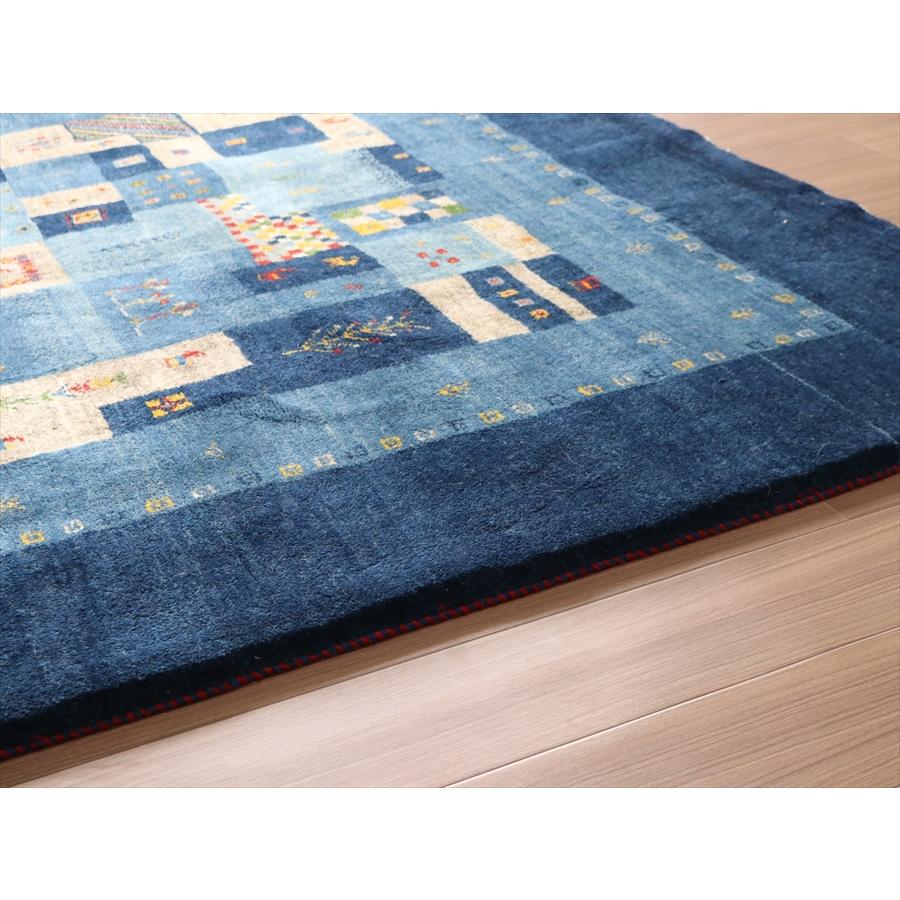 ギャッベ イランの手織りラグ 200x198cm ブルー モザイクタイル | ブランド登録なし | 08