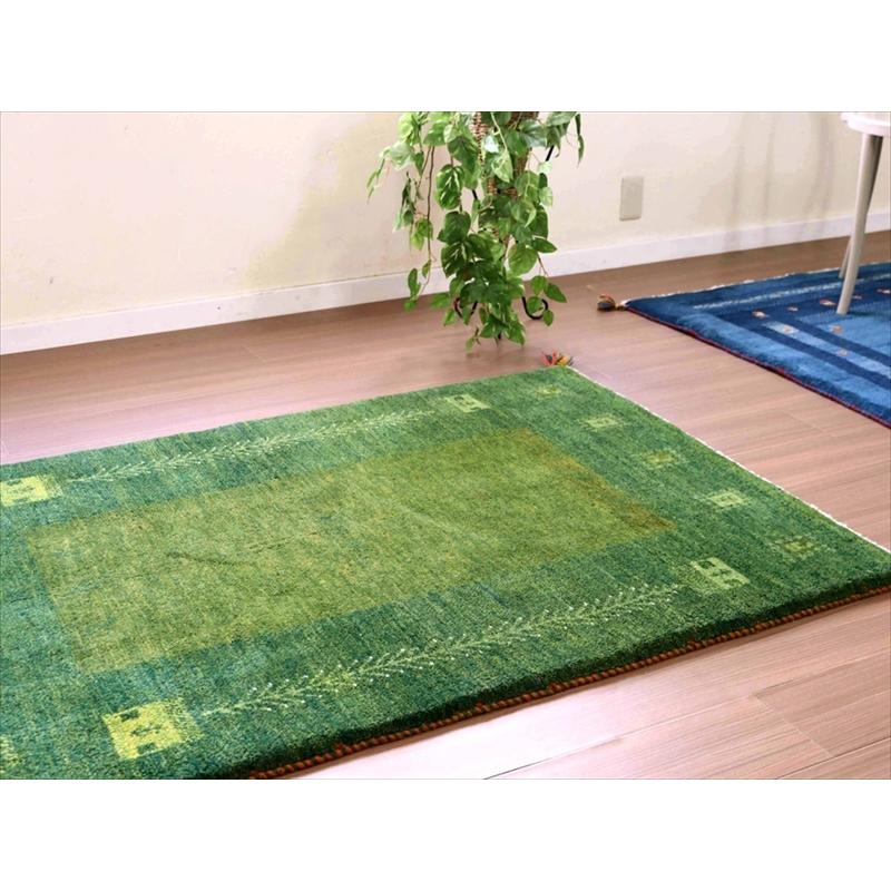 ギャベ ギャッベ イラン産手織り 148x102cm グリーンのツートーン | ブランド登録なし | 02