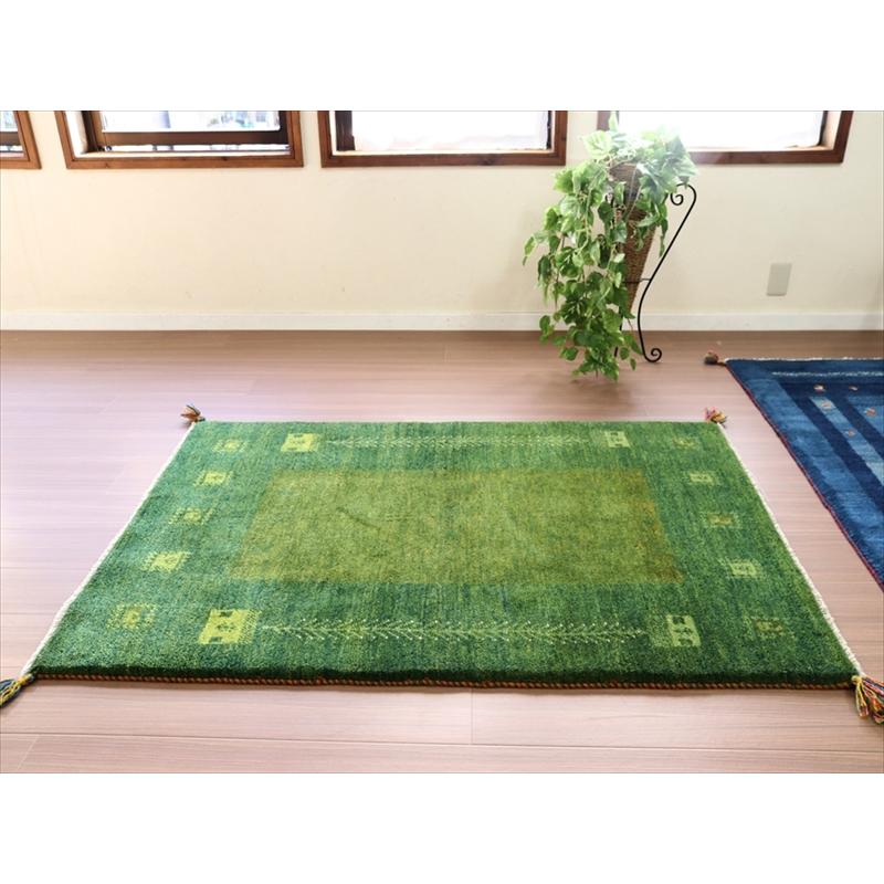 ギャベ ギャッベ イラン産手織り 148x102cm グリーンのツートーン | ブランド登録なし | 04