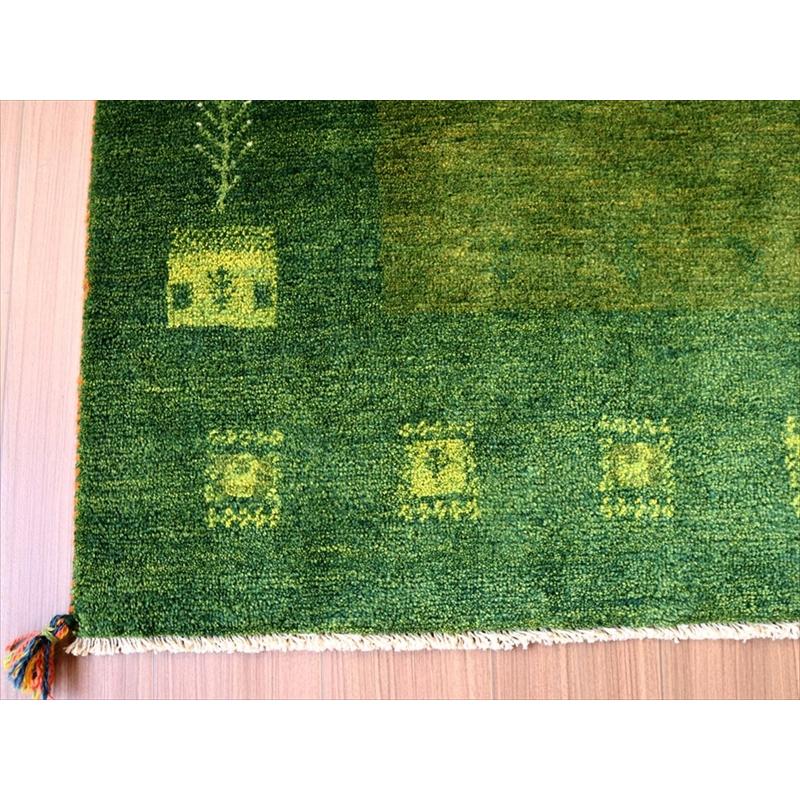 ギャベ ギャッベ イラン産手織り 148x102cm グリーンのツートーン | ブランド登録なし | 05