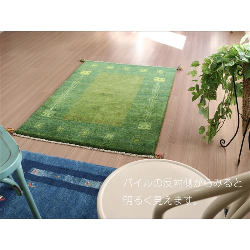 ギャベ ギャッベ イラン産手織り 148x102cm グリーンのツートーン | ブランド登録なし | 08