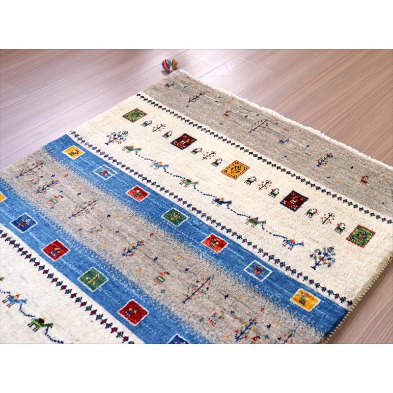 細かな織り ギャッベ カシュクーリ 120x84cm ラクダの隊商　ナチュラルなアイボリーとグレー | ブランド登録なし | 02