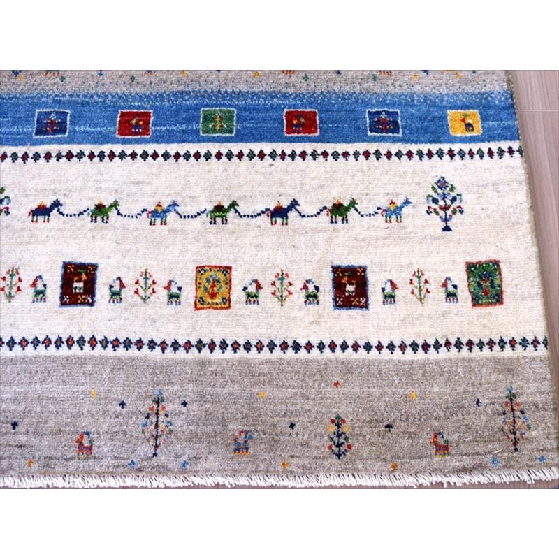 細かな織り ギャッベ カシュクーリ 120x84cm ラクダの隊商　ナチュラルなアイボリーとグレー | ブランド登録なし | 03