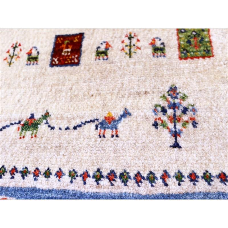 細かな織り ギャッベ カシュクーリ 120x84cm ラクダの隊商　ナチュラルなアイボリーとグレー | ブランド登録なし | 05