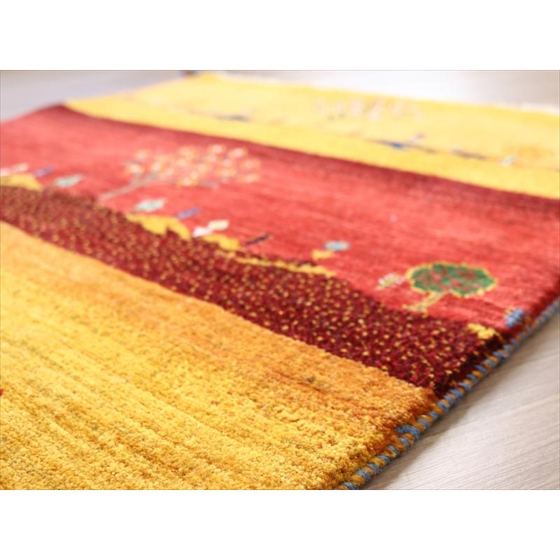 細かな織り ギャッベ カシュクーリ ランドスケープ 130x84cm イエロー レッド ブルー　ザクロス山麓の風景 | ブランド登録なし | 10