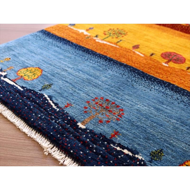 細かな織り ギャッベ カシュクーリ ランドスケープ 130x84cm イエロー レッド ブルー　ザクロス山麓の風景 | ブランド登録なし | 11