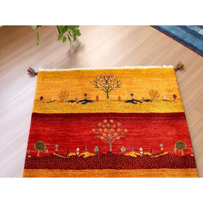 細かな織り ギャッベ カシュクーリ ランドスケープ 130x84cm イエロー レッド ブルー　ザクロス山麓の風景 | ブランド登録なし | 03