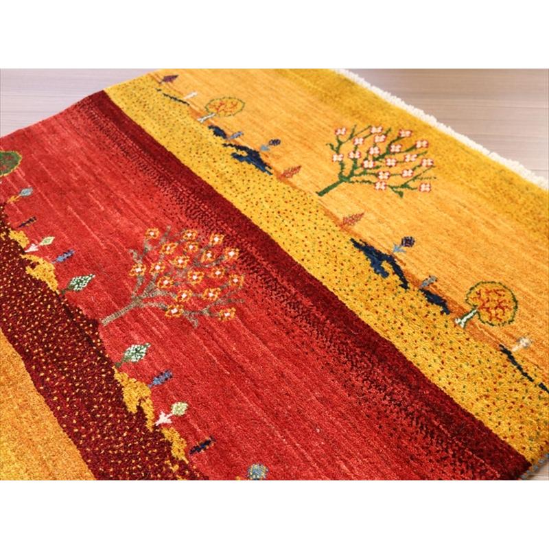 細かな織り ギャッベ カシュクーリ ランドスケープ 130x84cm イエロー レッド ブルー　ザクロス山麓の風景 | ブランド登録なし | 05