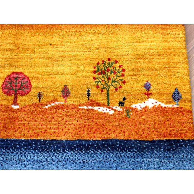 細かな織り ギャッベ カシュクーリ ランドスケープ 130x84cm イエロー レッド ブルー　ザクロス山麓の風景 | ブランド登録なし | 06