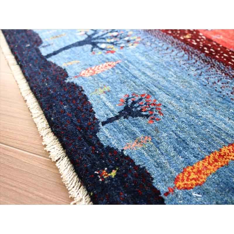 細かな織り ギャッベ カシュクーリ 130x85cm イエロー レッド ブルー　ザクロス山麓の風景 | ブランド登録なし | 07