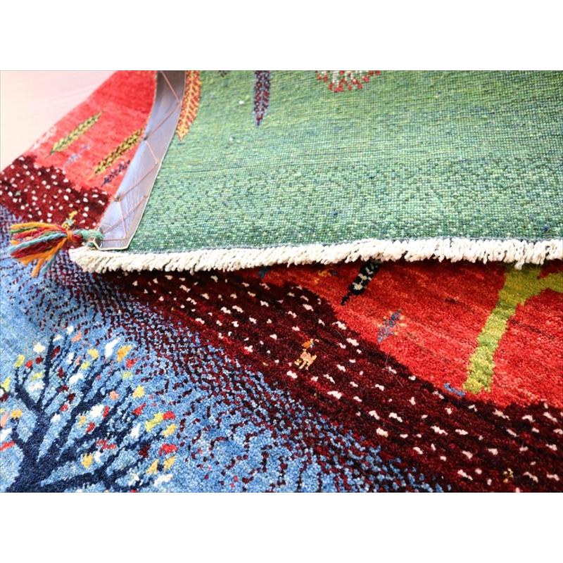 細かな織り ギャッベ カシュクーリ 130x85cm イエロー レッド ブルー　ザクロス山麓の風景 | ブランド登録なし | 08