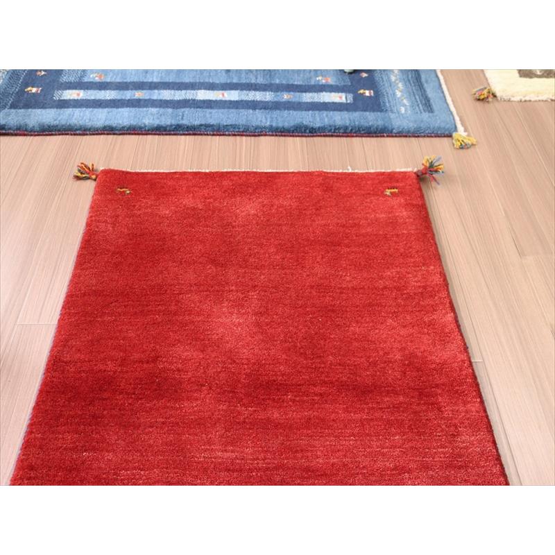 ギャベ ギャッベ イラン産手織り 133x80cm 無地　レッド　シンプル | ブランド登録なし | 02