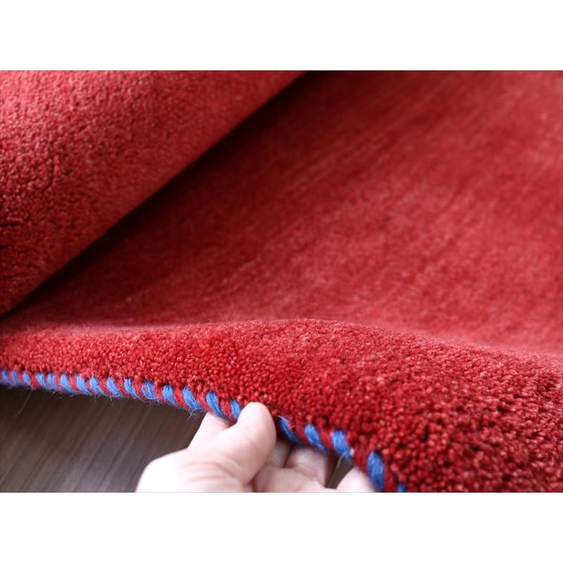 ギャベ ギャッベ イラン産手織り 133x80cm 無地　レッド　シンプル | ブランド登録なし | 07