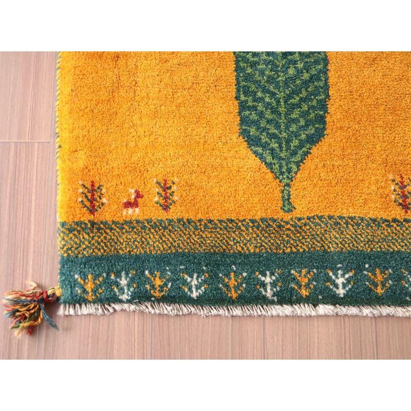 ギャッベ　イラン産手織り　 88x65cm イエロー　オレンジ　イトスギ | ブランド登録なし | 02