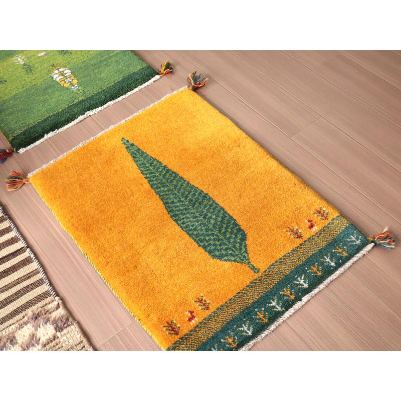 ギャッベ　イラン産手織り　 88x65cm イエロー　オレンジ　イトスギ | ブランド登録なし | 03