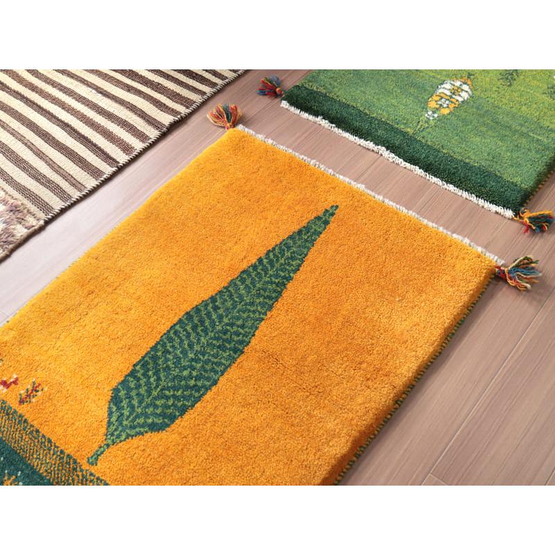 ギャッベ　イラン産手織り　 88x65cm イエロー　オレンジ　イトスギ | ブランド登録なし | 04