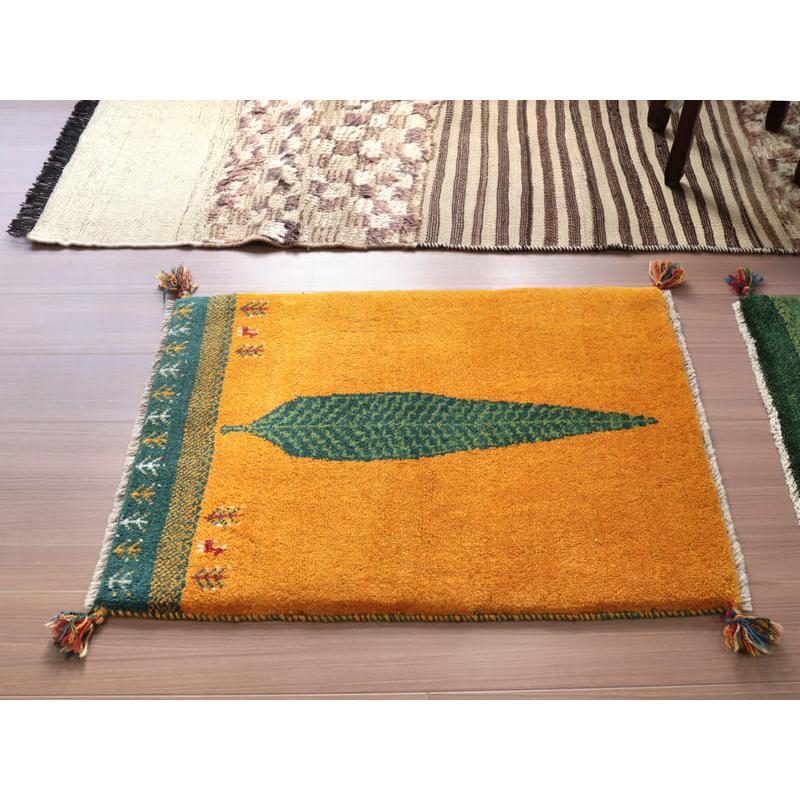 ギャッベ　イラン産手織り　 88x65cm イエロー　オレンジ　イトスギ | ブランド登録なし | 05