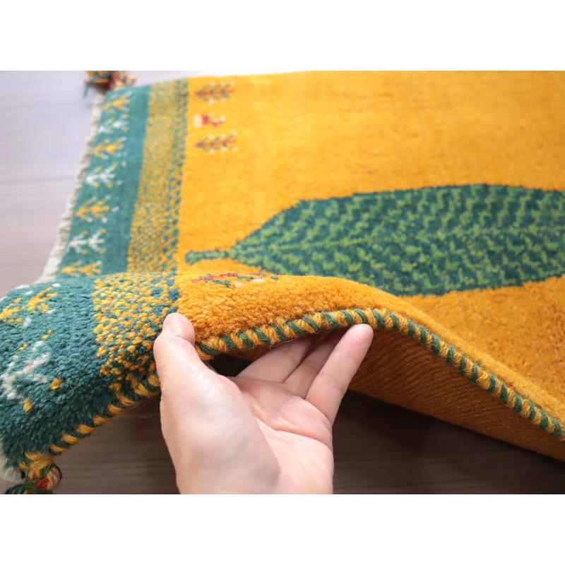 ギャッベ　イラン産手織り　 88x65cm イエロー　オレンジ　イトスギ | ブランド登録なし | 06