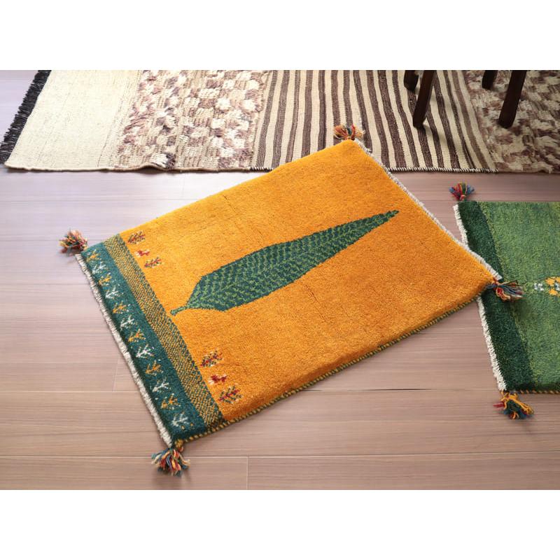 ギャッベ　イラン産手織り　 88x65cm イエロー　オレンジ　イトスギ | ブランド登録なし | 07