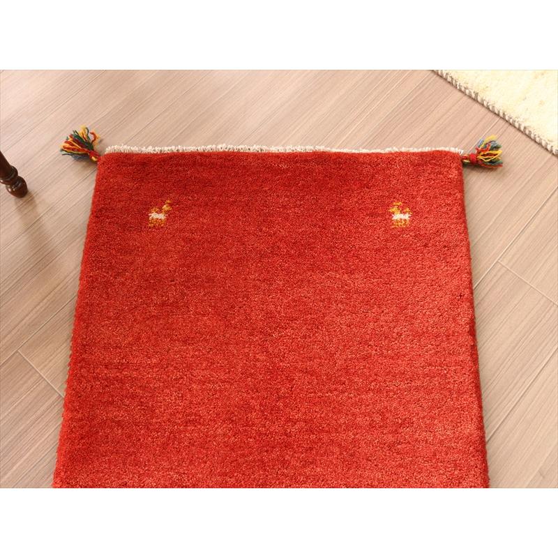 手織りギャッベ イラン産 88x60cm シンプルなレッド 玄関マット | ブランド登録なし | 02