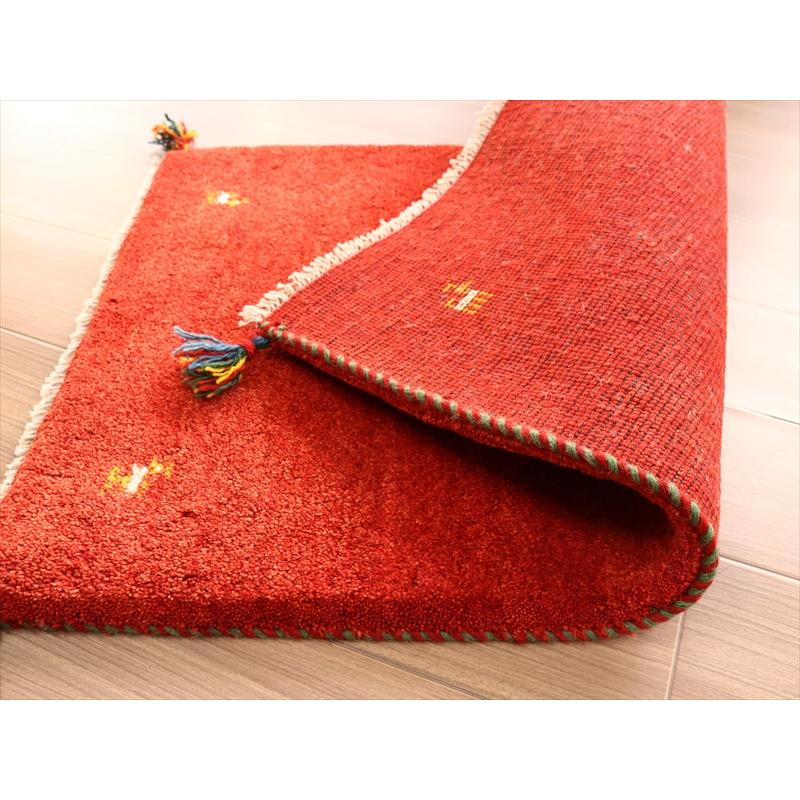 手織りギャッベ イラン産 88x60cm シンプルなレッド 玄関マット | ブランド登録なし | 04