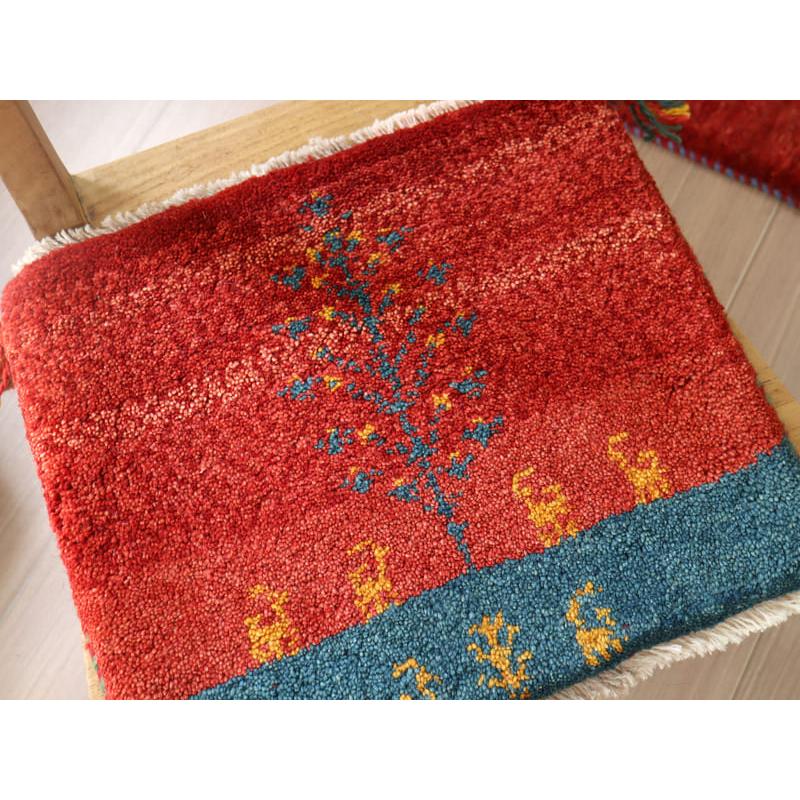 ギャッベ　座布団サイズ 35x41cm レッド　生命の木　イラン産手織りギャッベ | ブランド登録なし | 02