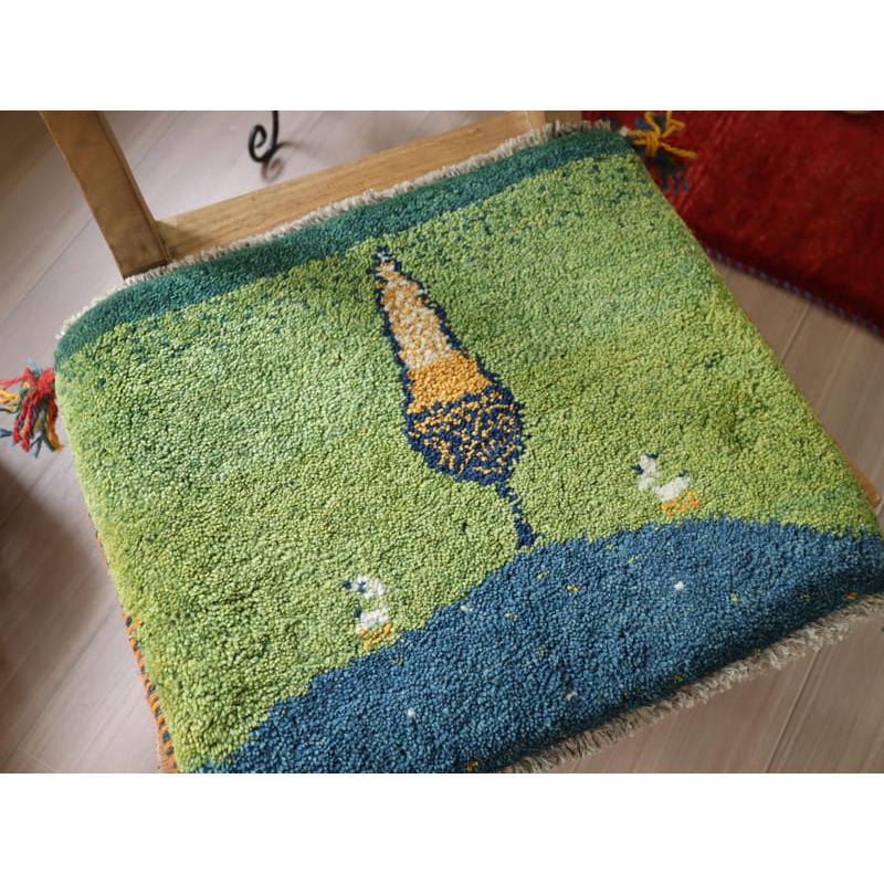 ギャッベ　座布団サイズ 38x43cm 背の高い糸杉の木　イラン産手織りギャッベ | ブランド登録なし | 02