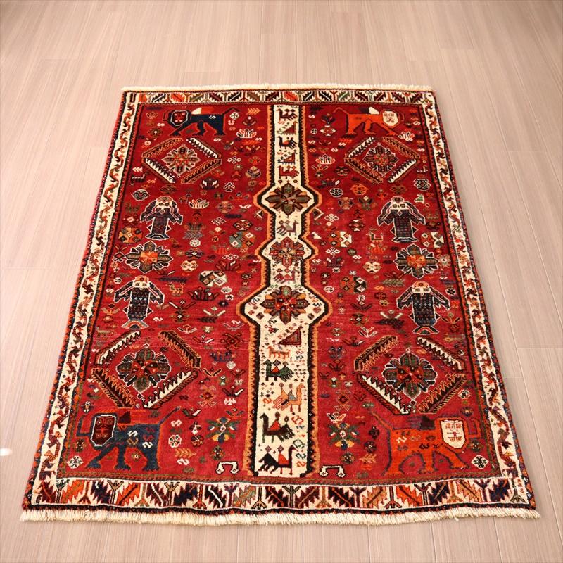 オールドギャッベ　トライバルラグ 175x121cm サーベルを持った顔のあるライオン | ブランド登録なし