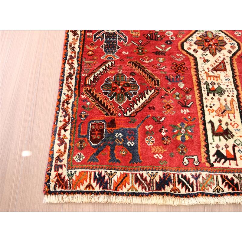 オールドギャッベ　トライバルラグ 175x121cm サーベルを持った顔のあるライオン | ブランド登録なし | 03