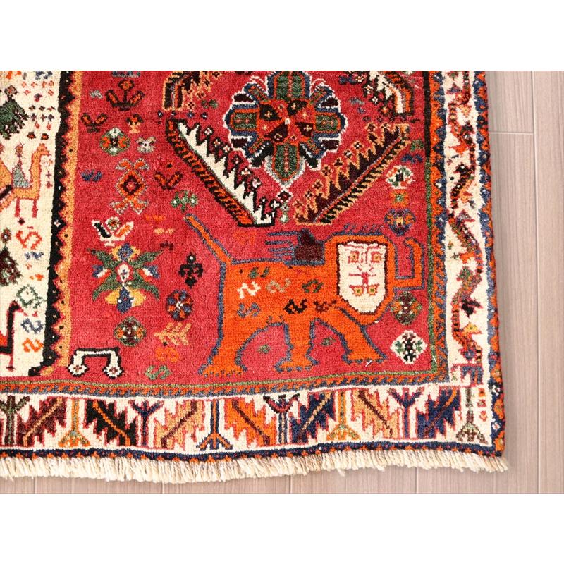 オールドギャッベ　トライバルラグ 175x121cm サーベルを持った顔のあるライオン | ブランド登録なし | 04