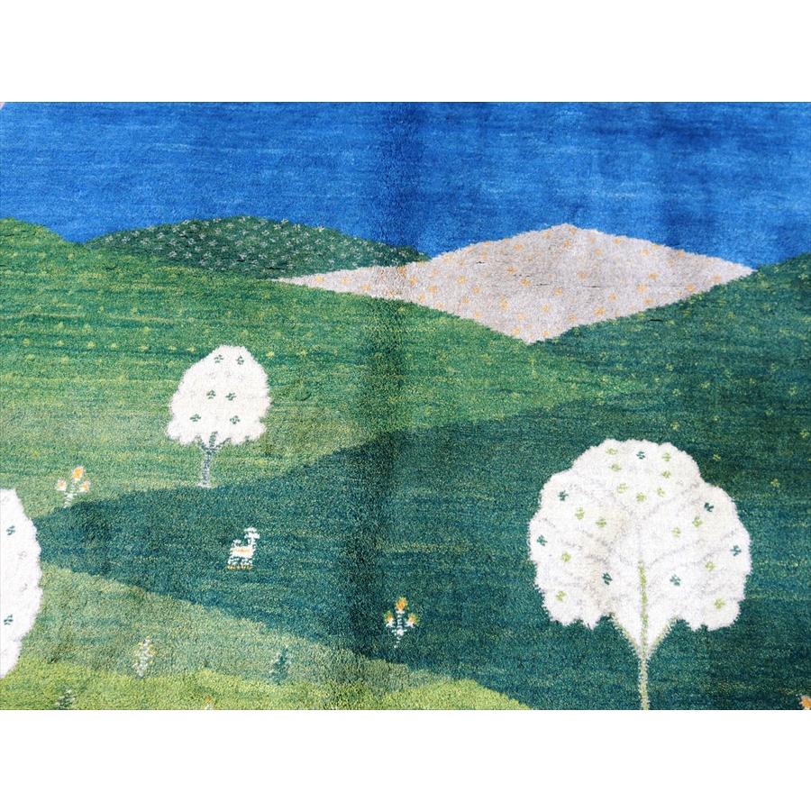 ギャッベ 手織りラグ イラン産絨毯 195x148cm ほのぼの　白い花の咲く風景 | ブランド登録なし | 11