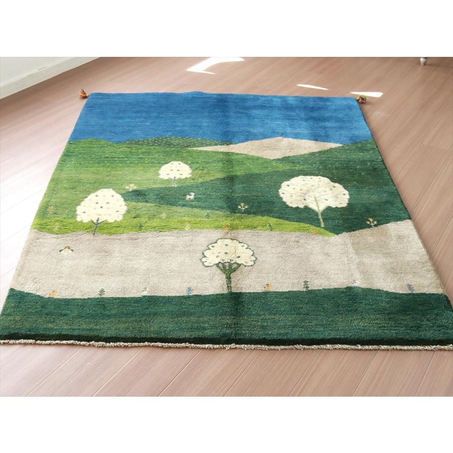 ギャッベ 手織りラグ イラン産絨毯 195x148cm ほのぼの　白い花の咲く風景 | ブランド登録なし | 03